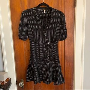 Free People - Pippa Short Sleeve Polka Dot Mini Dress in Black